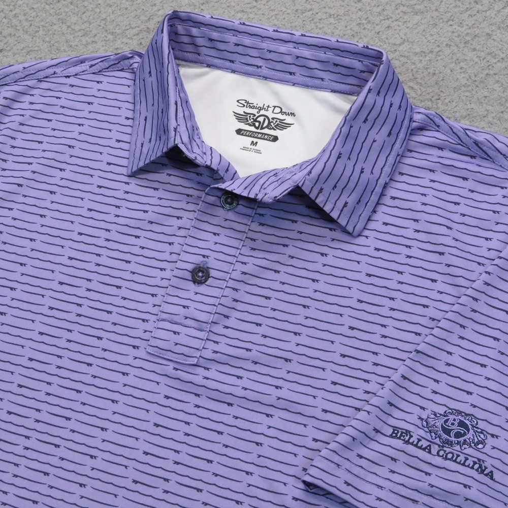 Straight Down Mens Purple Surfboard Print Performance‎ Golf Polo Shirt Medium